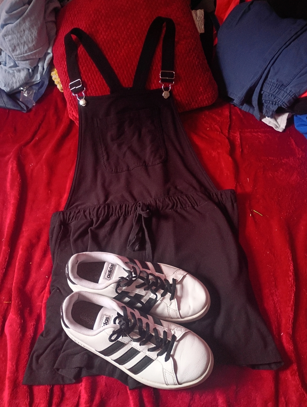 Overall Shorts (XXL) + Adidas Sneakers (8.5)